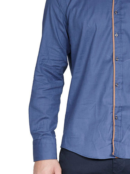 Long-sleeved Cotton Shirt Blue