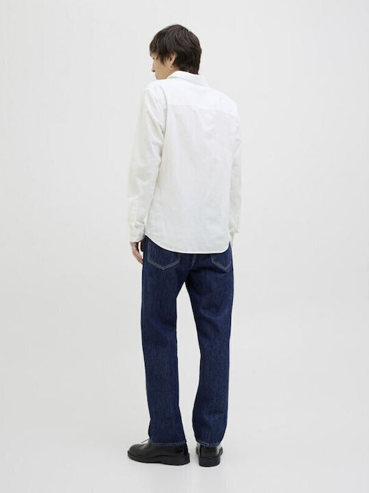 Jack & Jones Линена Риза Slim Fit Бяла