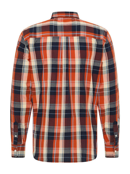 Long Sleeve Shirt in Regular Fit Orange Checked