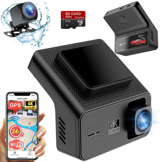 Set Camera DVR Auto 4K cu Ecran 1.47" pentru Parbriz & Camera de Marsarier
