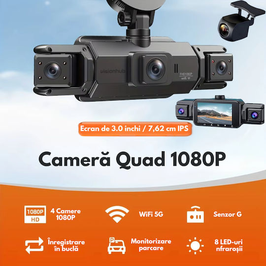 Set Camera DVR Auto 1080P cu Ecran 3" pentru Parbriz & Camera de Marsarier