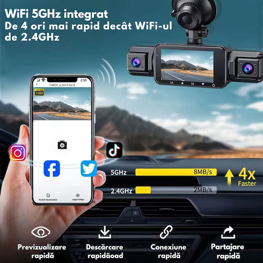 Set Camera DVR Auto 1080P cu Ecran 3" pentru Parbriz & Camera de Marsarier