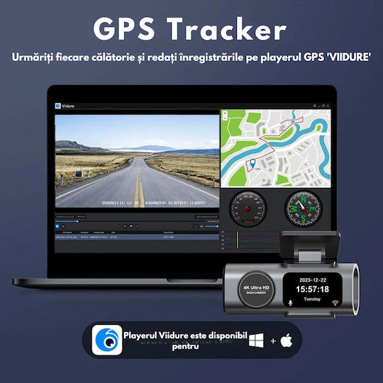 Set Camera DVR Auto 4K cu Ecran 2" pentru Parbriz & Camera de Marsarier