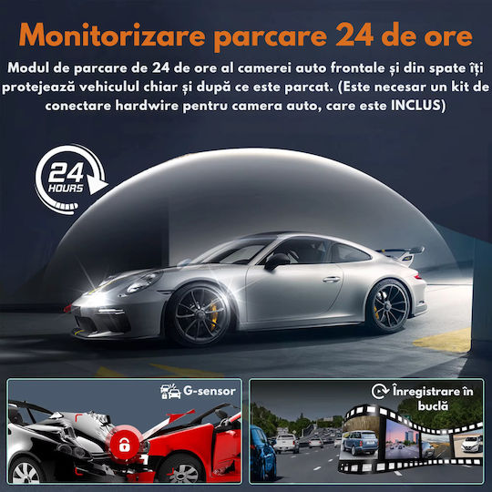 Set Camera DVR Auto 1080P cu Ecran 3" pentru Parbriz & Camera de Marsarier