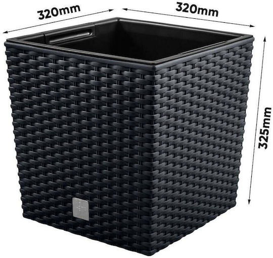 Prosperplast Саксия Пластмаса Антрацит 32x32x32.5см.
