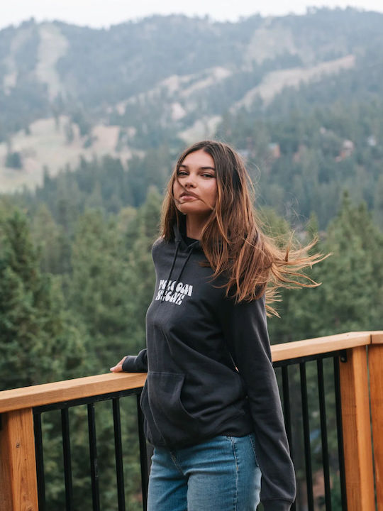 Truly Long Women's Sweatshirt Hooded Vintage Black