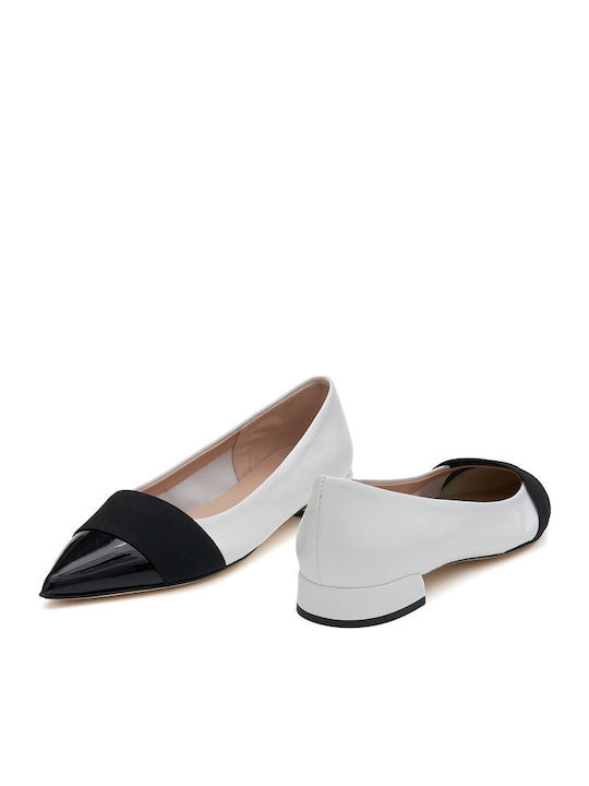 Leder Damen Ballerinas Spitz zulaufend Weiße