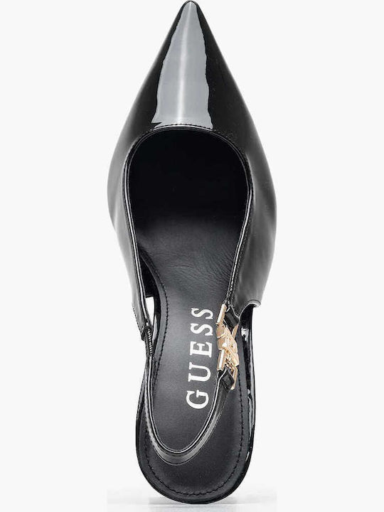 Leather Black Heels with Strap Nassha