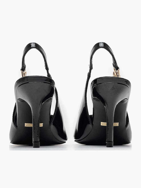 Leather Black Heels with Strap Nassha