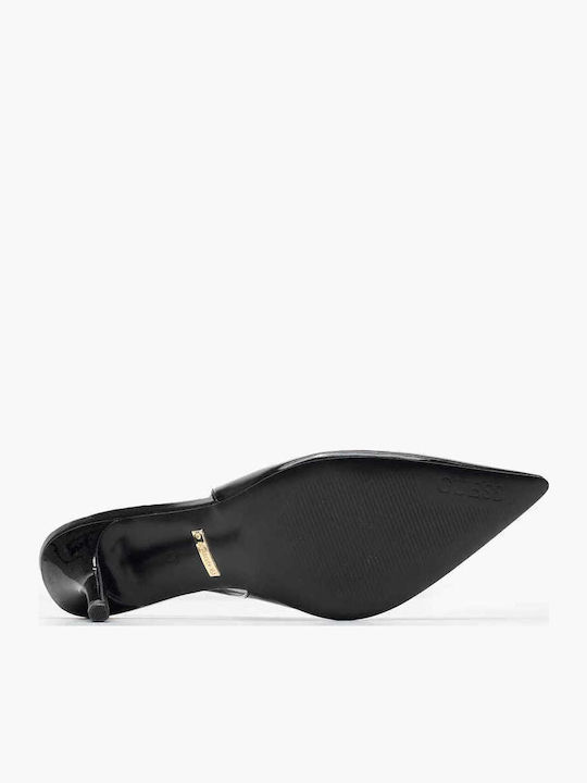Leather Black Heels with Strap Nassha