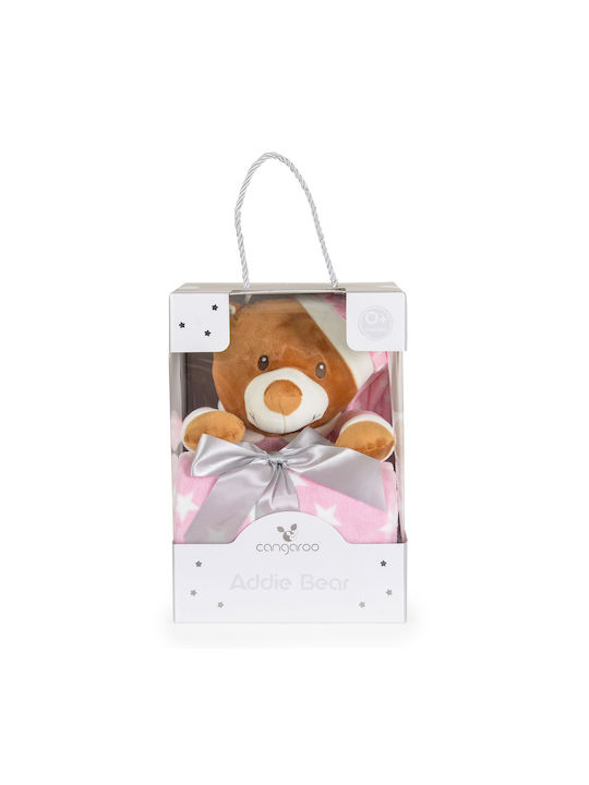 Cangaroo Blanket Nursery Swaddling Blankets Addie Bear Pink with Animal 75x90cm