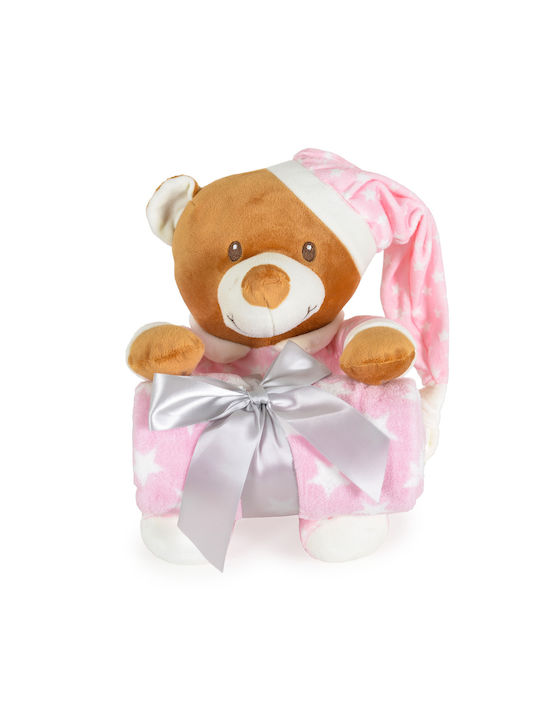 Cangaroo Blanket Nursery Swaddling Blankets Addie Bear Pink with Animal 75x90cm