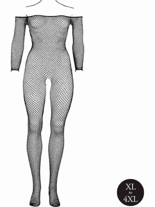 Netz-Bodystocking Langarm Schrittlos XL/4XL
