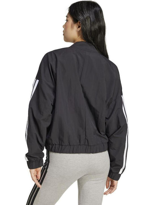 Essentials 3-stripes Κοντό Γυναικείο Μπουφάν για Χειμώνα Μαύρο