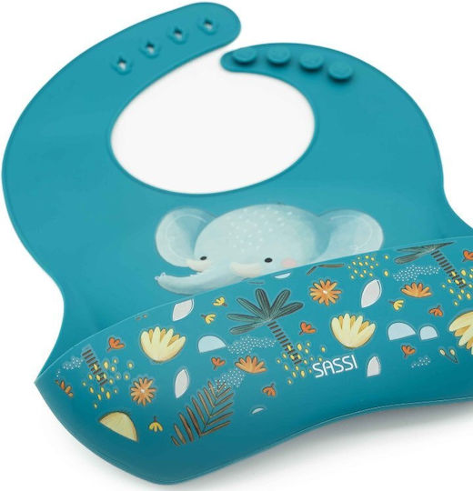 Sassi Junior Lätzchen Silikon mit Tasche Gray für 6 m+