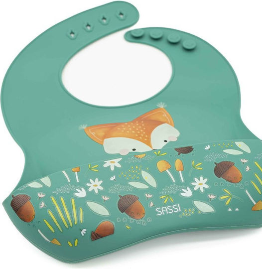 Sassi Junior Bib Silicone with Pocket Green for 6 m+