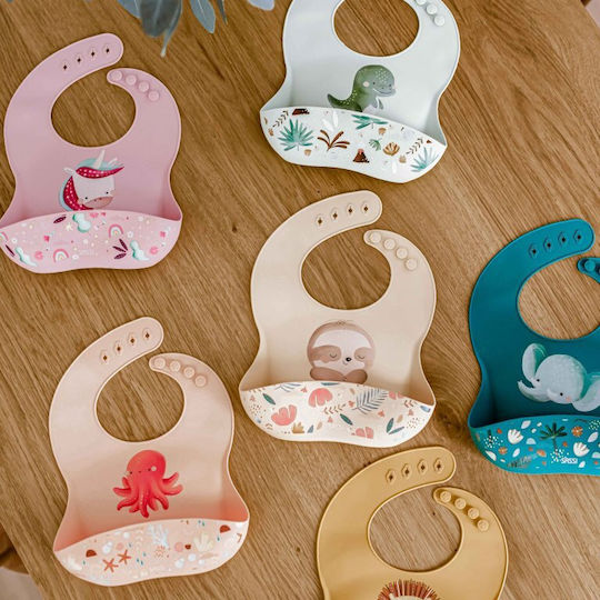 Sassi Junior Bib Silicone with Pocket Green for 6 m+