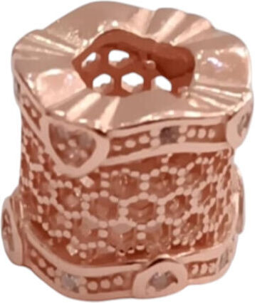 Kalliopisilver Silver 925 Symbol Charm Round Rose Gold Pierced Hearts Zircon D108-rgold
