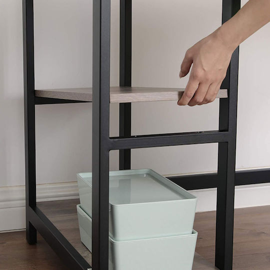 Corner Computer Office Wooden Gray with Metal Legs 138x138x75cm