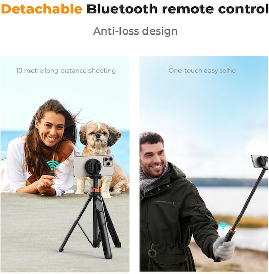 K&F Concept Ms19 Селфи Стик Трипод За Мобилни Устройства Bluetooth Черен