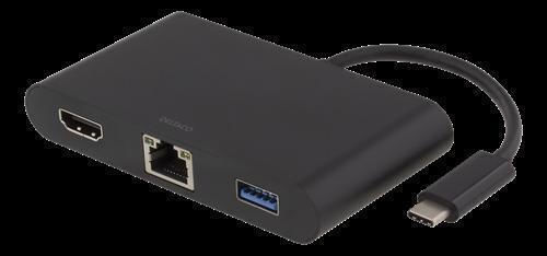 Deltaco USB-C / USB-A Docking Station με 4K PD Ethernet Μαύρο (USBC-1267)