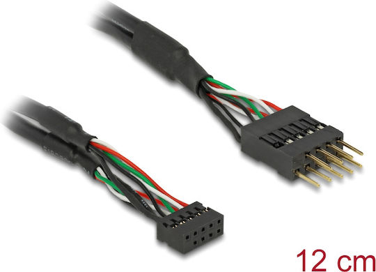 DeLock USB 2.0 pin header female 2.00 mm 10 pin to USB 2.0 pin header male 2.54 mm 10 pin 12 cm 41977