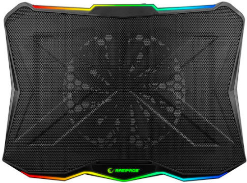 Rampage AD-RC8 Cooling Pad for Laptop up to 17" with 1 Fan and Lighting Showy Black