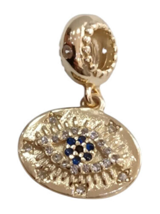 Kalliopi Silver Klemmanhänger Auge aus Vergoldetem Silber mit Zirkon Blau