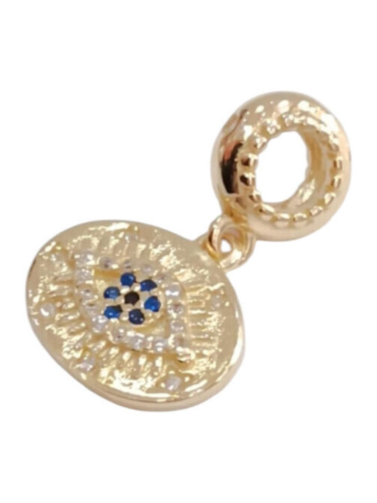 Kalliopi Silver Klemmanhänger Auge aus Vergoldetem Silber mit Zirkon Blau