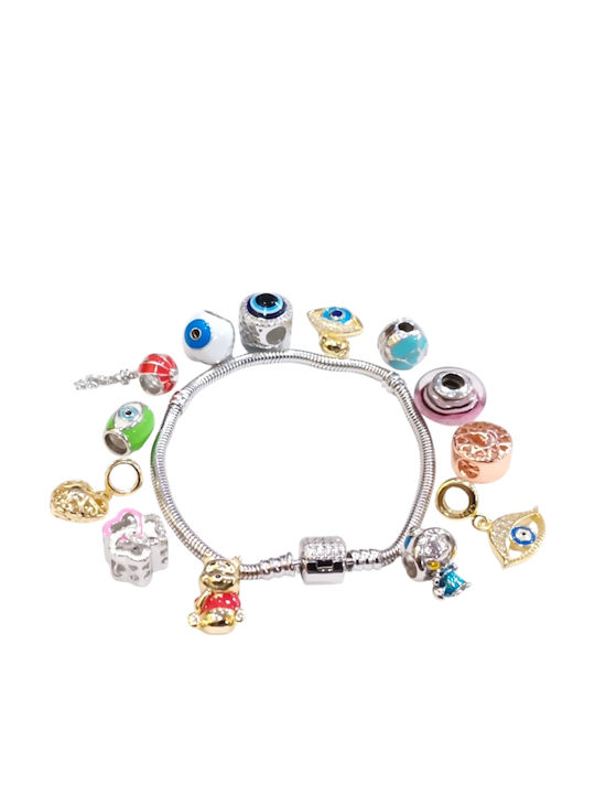 Kalliopi Silver Klemmanhänger Auge aus Vergoldetem Silber mit Zirkon Blau