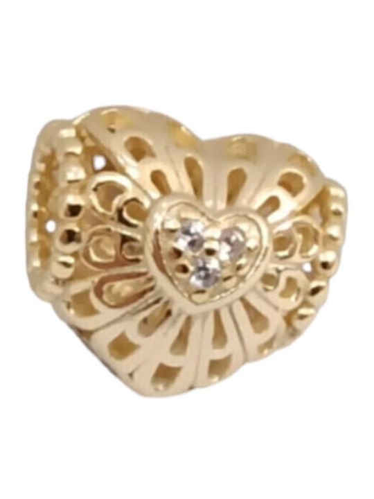 Kalliopi Silver Charm Inimă Din Argint Plăcut Cu Aur Cu Zircon
