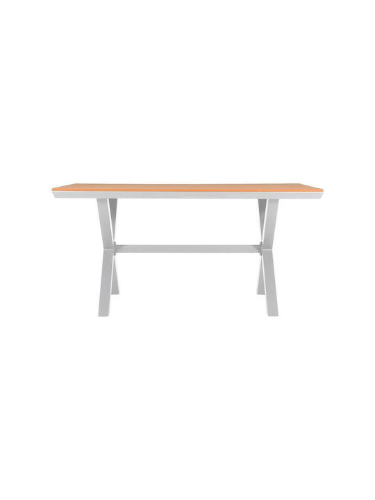 Masa pentru spații exterioare Aluminiu cu suprafață din lemn Fl6510 Alb 150x90x75buc
