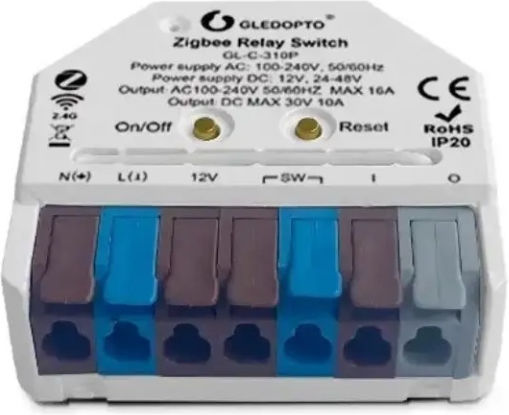 Gledopto Smart Switch ZigBee & RF 16A με Τηλεχειριστήριο