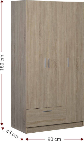 Wilson 3DS Тройна Врата Гардероб Begge 90x45x180см