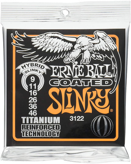 Ernie Ball Set of Titanium Strings for Electric Guitar Slinky Coated Titanium RPS Hybrid 9 - 46"