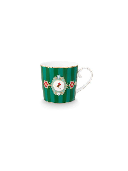 PiP Studio Love Birds Medallion Stripes Emerald-green Κούπα Κεραμική Πράσινη 250ml