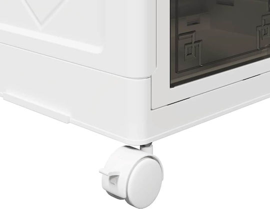 vidaXL Пластмаса Кутия за съхранение с капак Бял 64x40x76см 1бр