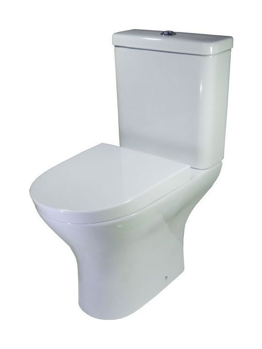 Gloria Set Orient Stehende Toilette Randlos mit Spülung mit Deckel Sanftes Schließen Weiße