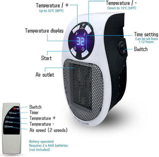 Keramik Heizlüfter Boden Weiß 500W