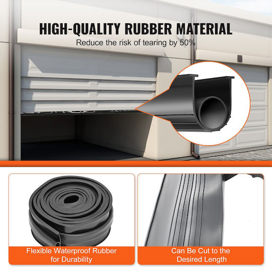 Vevor Garage Door Bottom Seals U-Shape Rubber + O-Ring Combination Garage Door Seal Bottom Garage Door Seal Garage Door Seal 10 Feet T Ends 5/16 Inches Width 3 3/4 Inches Doors Black