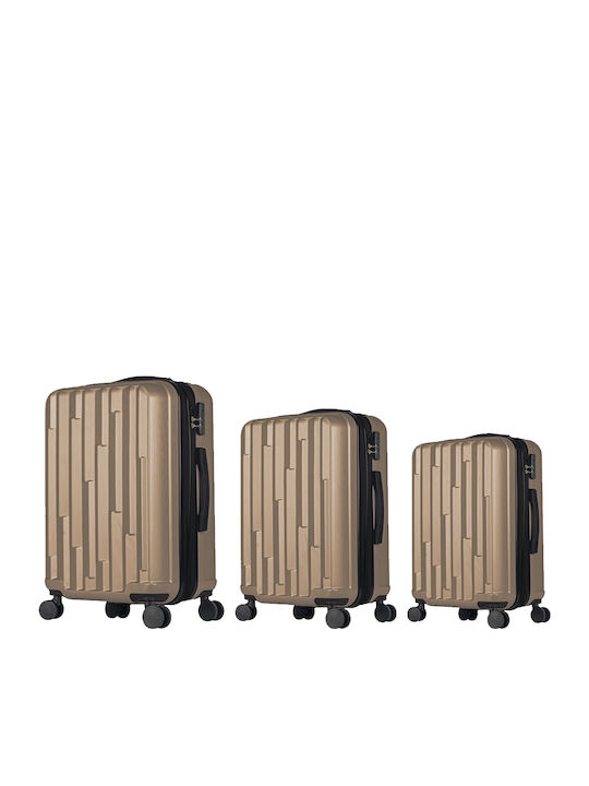 Provitera Reisekoffer Hartschalen Gold mit 4 Räder Set 3Stück