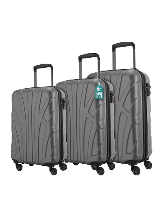 Provitera Travel Suitcases Hard Gray with 4 Wheels Set of 3pcs
