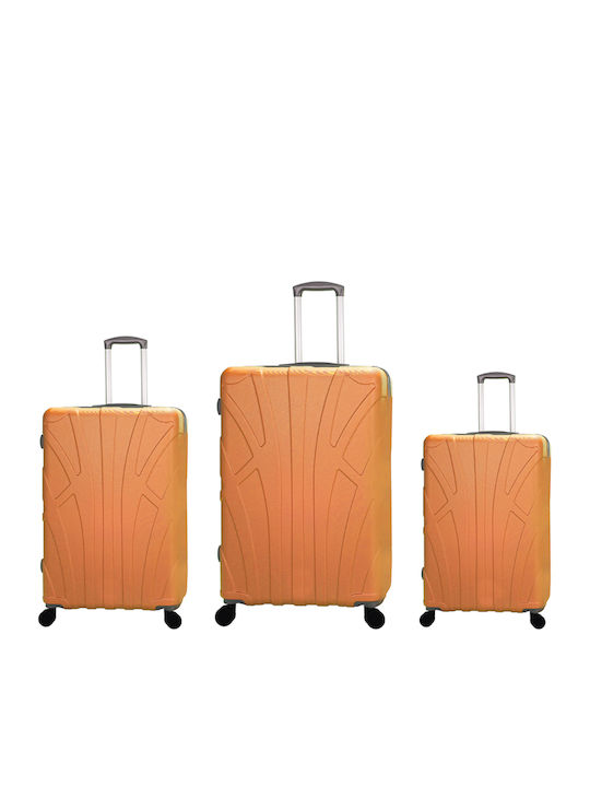 Provitera Travel Suitcases Hard Orange with 4 Wheels Set of 3pcs
