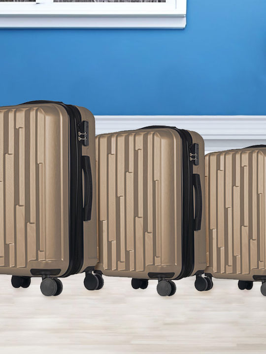 Provitera Reisekoffer Hartschalen Gold mit 4 Räder Set 3Stück