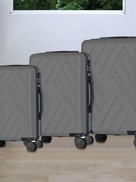 Provitera Travel Suitcases Hard Gray with 4 Wheels Set of 3pcs
