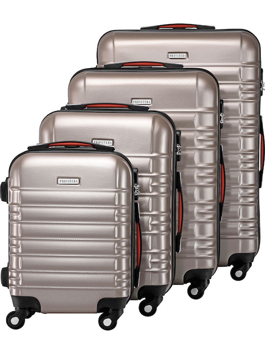 Provitera Reisekoffer Hartschalen Champagne mit 4 Räder Set 4Stück