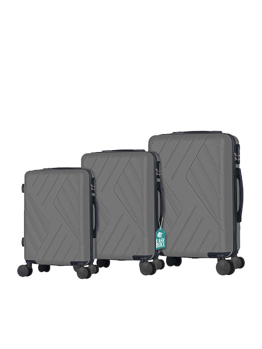 Provitera Travel Suitcases Hard Gray with 4 Wheels Set of 3pcs