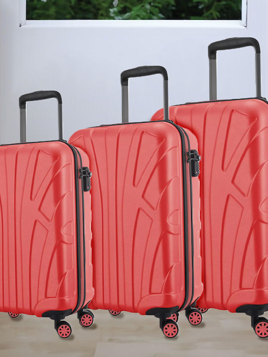 Provitera Lavor Hart Reise Koffer Rot mit 4 Räder Set 3 Stück