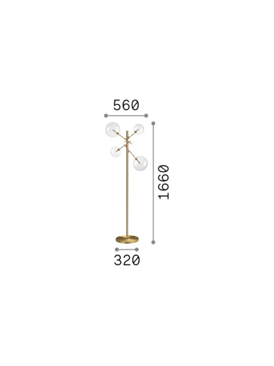 Ideal Lux Floor Lamp H166cm. Gold