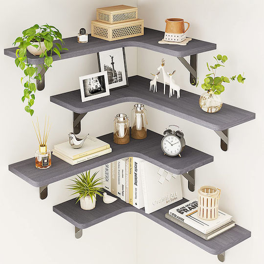Corner Shelves Wall 4pcs 41x14x29cm Grey Corner Shelves Wall 4pcs 41x14x29cm Grey